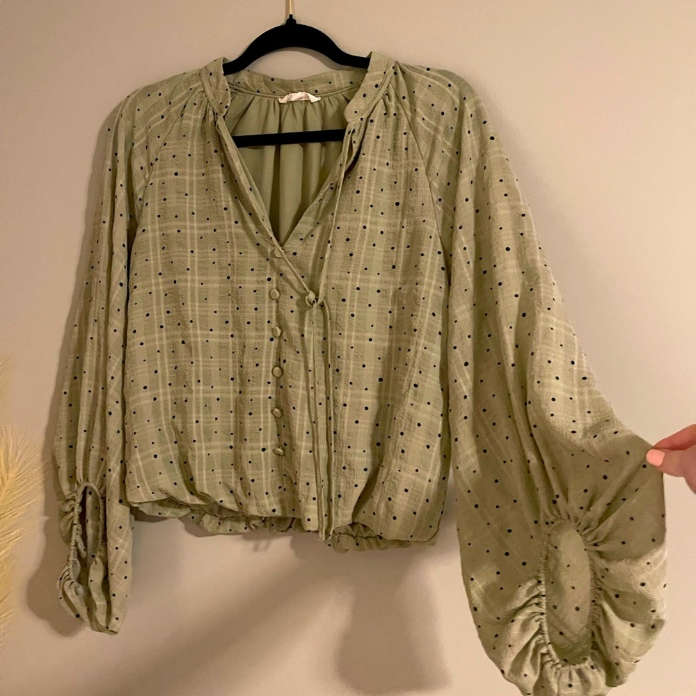 Sage Green Blu Pepper Crop Top - Boho Style